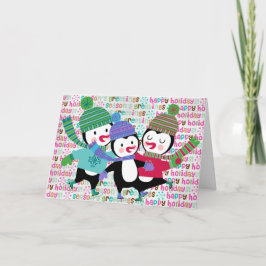 スケートで滑るのペンギンの休日の挨拶状 シーズンカード