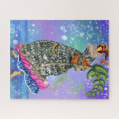 スケートで滑るの女の子とクリスマスツリー冬のおとぎ話 ジグソーパズル (横)