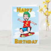 スケートで滑るの誕生日 カード (黄色い花)