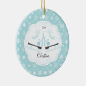 スケートで滑るは日付がついたクリスマスのオーナメントアイススケートします セラミックオーナメント (右)