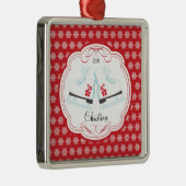 スケートで滑るは日付がついたクリスマスのオーナメントアイススケートします メタルオーナメント (右)