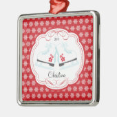 スケートで滑るは日付がついたクリスマスのオーナメントアイススケートします メタルオーナメント (左)