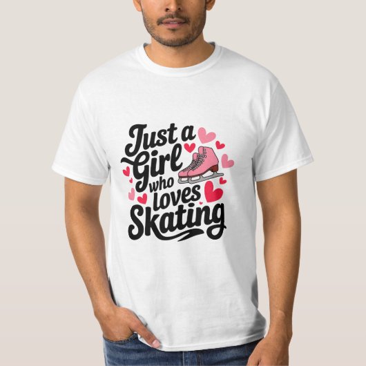 . .スケートで滑るを愛する少女 Tシャツ (正面)