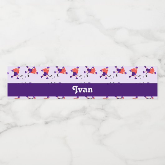 スケートで滑るアイスホッケープレーヤーパターン ペットボトルラベル (シングルラベル)