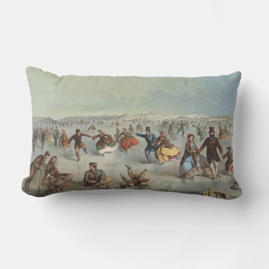 スケートで滑るイン・セントラル・パーク,ニューヨーク ランバークッション (正面)