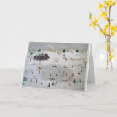 スケートで滑るオンシルバーポンド カード (黄色い花)