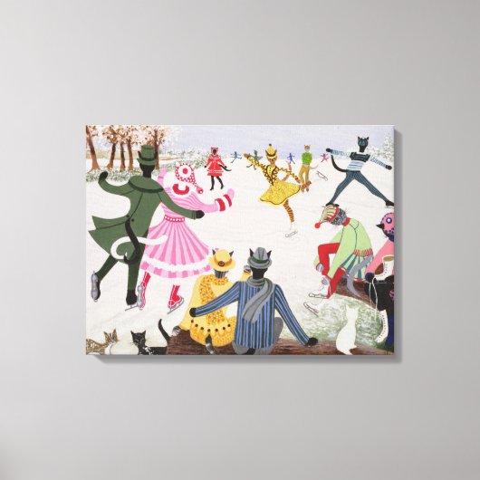 スケートで滑るオン薄氷 キャンバスプリント (正面)