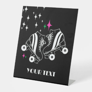 スケートで滑るカスタムローラースケートブラックディスコパーティー 台座サイン