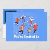 スケートで滑るカスタム誕生日パーティーの招待 招待状 (正面/裏面)