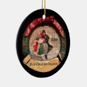 スケートで滑るカップル2019最初のクリスマスオーナメント セラミックオーナメント (右)