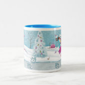 スケートで滑るガール – 2トーンマグカップ ツートーンマグカップ (中央)