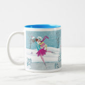 スケートで滑るガール – 2トーンマグカップ ツートーンマグカップ (左)
