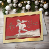 スケートで滑るクリスマスデリバリボーイヴィンテージホリデイ カード