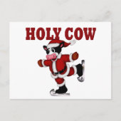 スケートで滑るクリスマスホーリーウシ シーズンポストカード (正面)