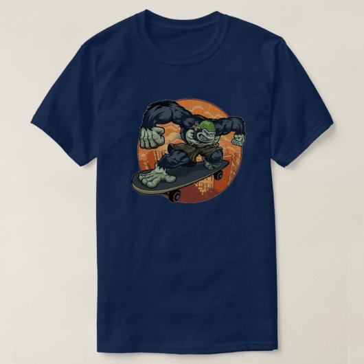スケートで滑るゴリラTシャツ Tシャツ (デザイン正面)