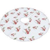 スケートで滑るサンタかわいいクリスマスの水の色パターン ブラッシュドポリエステルツリースカート (アングル)