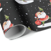 スケートで滑るサンタキュートクリスマスウォーターカラースケッチ ラッピングペーパー (ロールコーナー)