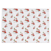 スケートで滑るサンタキュートクリスマスクラシックスケッチ ラージペーパーバッグ (裏面)