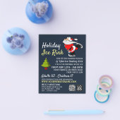 スケートで滑るサンタホリデイアイスリンクリンクフェスティバルイベント チラシ (シングル)