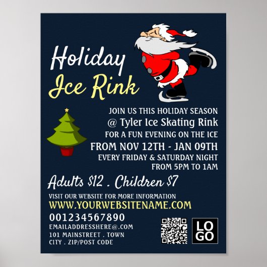 スケートで滑るサンタホリデイアイスリンクリンクフェスティバルイベント ポスター (正面)
