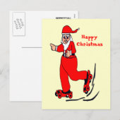 スケートで滑るサンタ シーズンポストカード (正面/裏面)