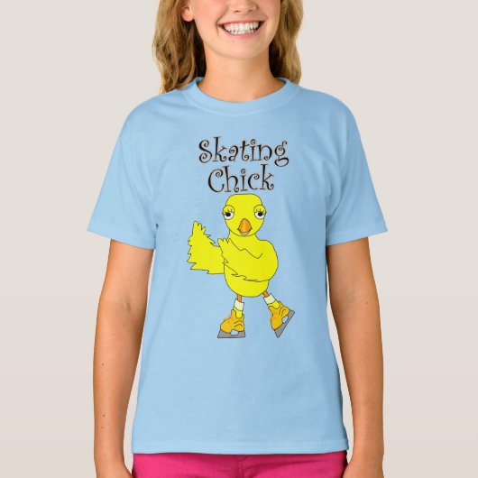スケートで滑るシック文字 Tシャツ (正面)