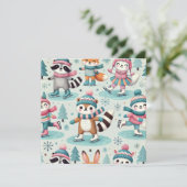 スケートで滑るシーズンクリスマスグリーティングカード 招待状 (スタンド正面)