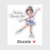 「スケートで滑るスルー・ライフ」アイススケーターのステッカー シール (シート)