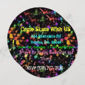 スケートで滑るパーティーのカスタマイズ可能な招待状祝- 招待状 (正面/裏面)