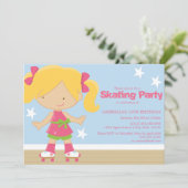スケートで滑るパーティー|の誕生会の招待 招待状 (スタンド正面)