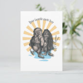 スケートで滑るフールレトロスタイルノスタルジックデザイン サンキューカード (スタンド正面)