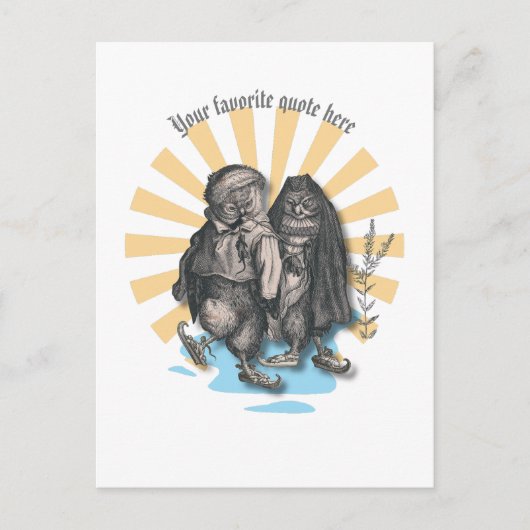 スケートで滑るフールレトロスタイルノスタルジックデザイン ポストカード (正面)