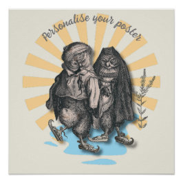 スケートで滑るフール |レトロスタイル |懐かしいデザイン ポスター