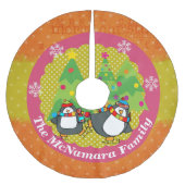 スケートで滑るペンギンとクリスマスツリーズスカート4 ブラッシュドポリエステルツリースカート (正面)