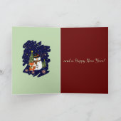 スケートで滑るペンギンカスタムクリスマス文字 シーズンカード (内部)