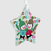 スケートで滑るペンギンカスタムズホリデーアクリルオーナメント オーナメント (正面)