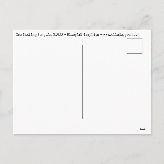 スケートで滑るペンギンクリスマス シーズンポストカード (裏面)