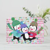 スケートで滑るペンギンズクリスマスホリデー シーズンカード (スタンド正面)