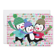 スケートで滑るペンギンズクリスマスホリデー