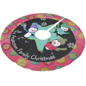 スケートで滑るペンギンパーソナライズされたズホリデーツリースカート3 ブラッシュドポリエステルツリースカート (アングル)