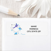 **スケートで滑るホッキョクグマ**差出人住所ラベル ラベル (インサイチュ)