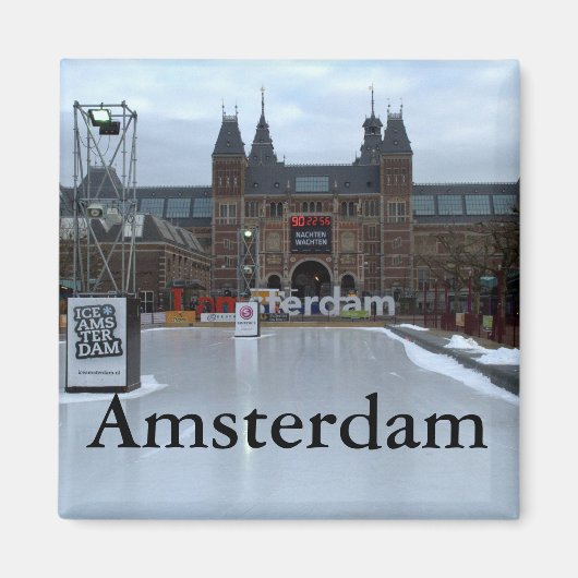 スケートで滑るリンク、アムステルダム美術館 マグネット (正面)