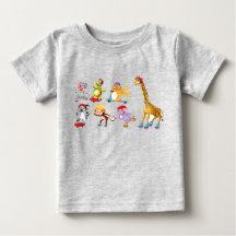 スケートで滑る動物ベビー素晴らしジャージーTシャツ
