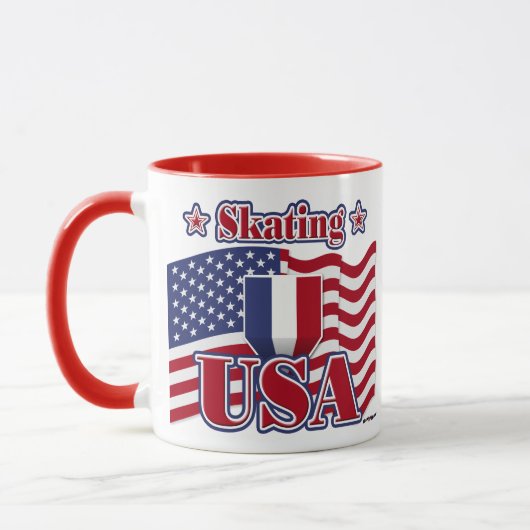 スケートで滑る米国 マグカップ (左)