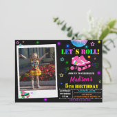 スケートで滑る誕生日の招待ローラーパーティー招待状 招待状 (スタンド正面)