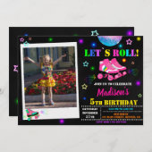 スケートで滑る誕生日の招待ローラーパーティー招待状 招待状 (正面/裏面)