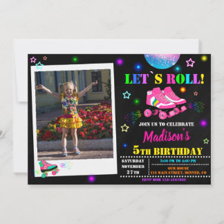 スケートで滑る誕生日の招待ローラーパーティー招待状 招待状