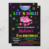 スケートで滑る誕生日の招待ローラーパーティー招待状 招待状 (正面/裏面)