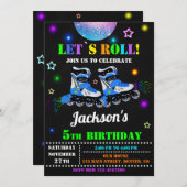 スケートで滑る誕生日の招待ローラーパーティー招待状 招待状 (正面/裏面)