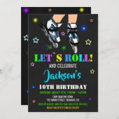 スケートで滑る誕生日の招待ローラーパーティー招待状 招待状 (正面/裏面)